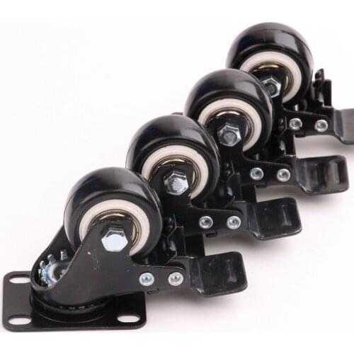 4PCS 1.5'' Black Rubber Swivel Casters Office Sofa Casters Chair Universal Brake Furniture Wheels