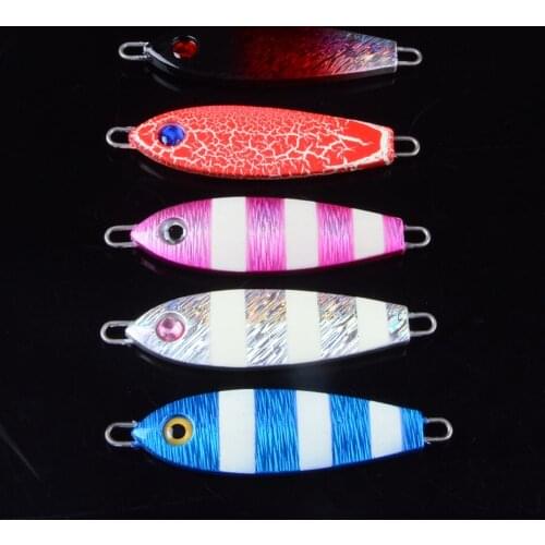 5pcs 8cm 42.4g Fishing Hard Artificial Bait Lead Fish Lure Casting Spoon Metal Jig Spinner Accessory Sea Bass Tackle Lure 3D Eye