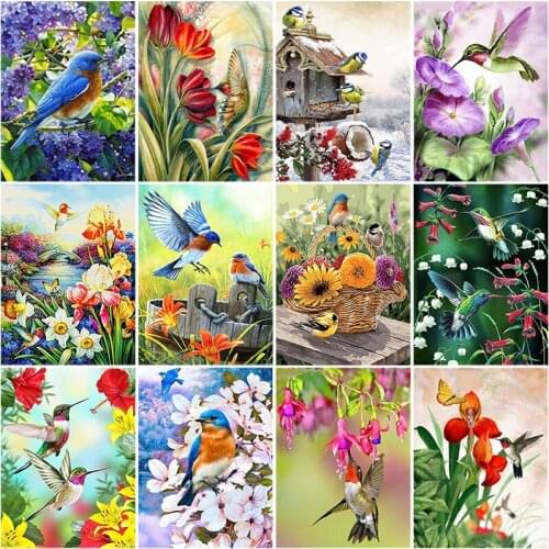 DIY 5D Diamond Painting Brid Flower Diamond Embroidery Cross Stitch Full Round Drill Animal Mosaic Home Decor Art Wall Sticker