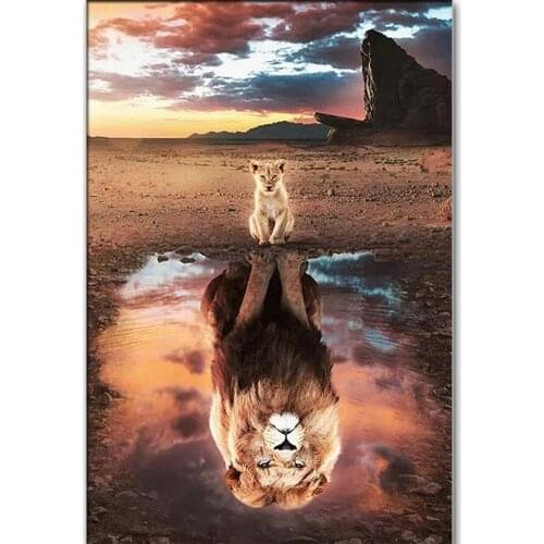 Full Diamond Embroidery Iion Tiger Diamond Painting Animal Full Drill Square Diamond Picture Puzzle 5d ,2019 New Hot Gift