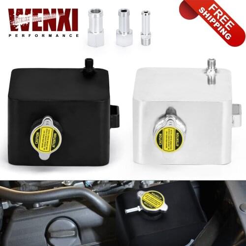Free Ship 2L Litre Polished Alloy Header Expansion Water Tank & Cap WATER HEADER TANK Coolant Overflow Tank Reservoir Kit TK24