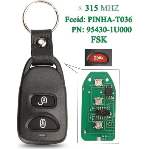 Bilchave 2+1 Buttons 315Mhz Remote Control Car Key For Hyundai Tucson Elantra Santa FE 2005-2011 FSK Signal PINHA-T036