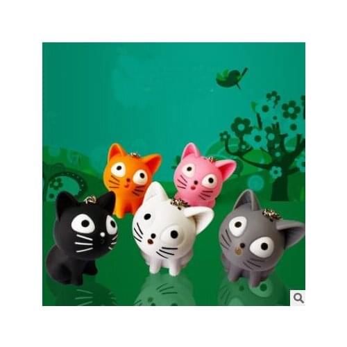 LED Luminous Cat Keychain Making Sound Key Ring Cat Pendant Creative Gift Flashlight Night Light Toys