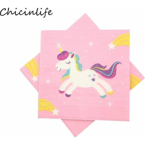Chicinlife 20 pcs/lot Unicorn Paper Napkins Decoupage Napkin Girl Boy Birthday Party Decoration Baby Shower Supplies