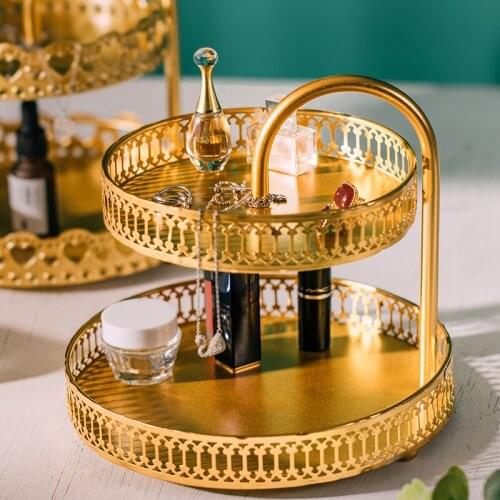 Double Layer Storage Tray Cosmetic Tray Girl Birthday Gift Lipstick Nail Polish Jewelry Display Stand Makeup Brush Storage