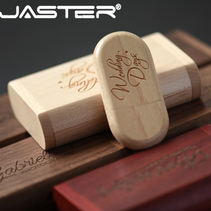 JASTER Fashion hot selling Oval wood bile + flip box USB flash drive USB 2.0 4GB 8GB 16GB 32GB 64GB External Storage memory disk