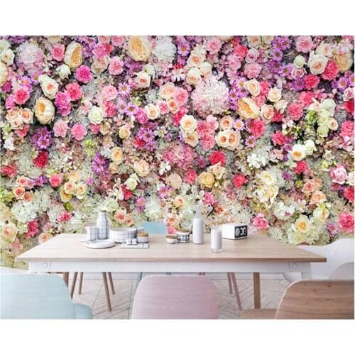 Beibehang Customized modern new pink rose flowers bedroom nail shop wedding photography background papel de parede wallpaper