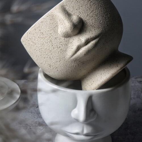 Pot Scandinavian Style solid color Home Decorative Vase Human Head Flower Arrangement ceramic flower pots planters