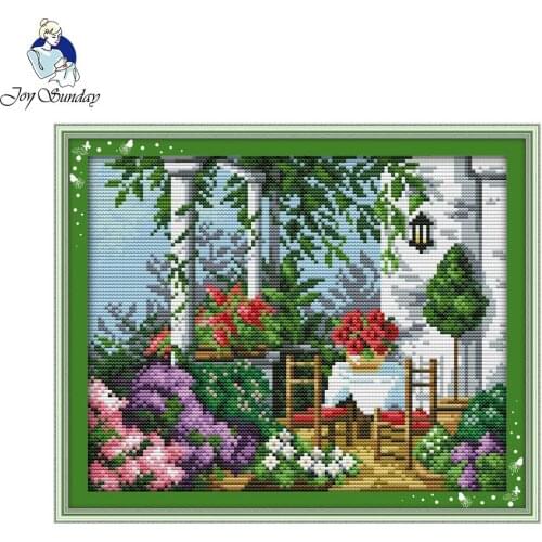 Joy Sunday DIY Handmade Needlework Cross Stitch Set Embroidery Kit Bright and Beautiful Spring Scenery Pattern Cross-Stitching