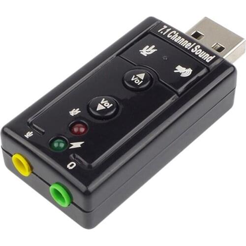 Button Control External USB 7.1 Channel 3D Stereo Audio Sound Card for Laptop
