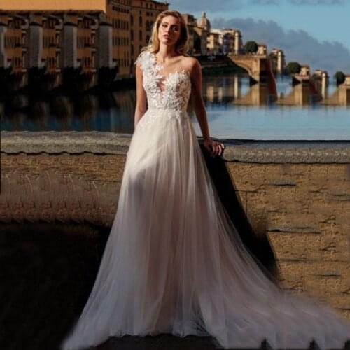 Boat Neck A Line Wedding Dresses 2021 With Appliques Lace Wedding Gown Bridal Gowns Sleeveless Pink Vestido de Noiva