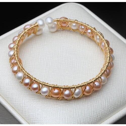 Real Multi Layer Pearl Bracelet For Women,boho White Charm Freshwater Pearl Bracelet Statement Girl Birthday Best Gift