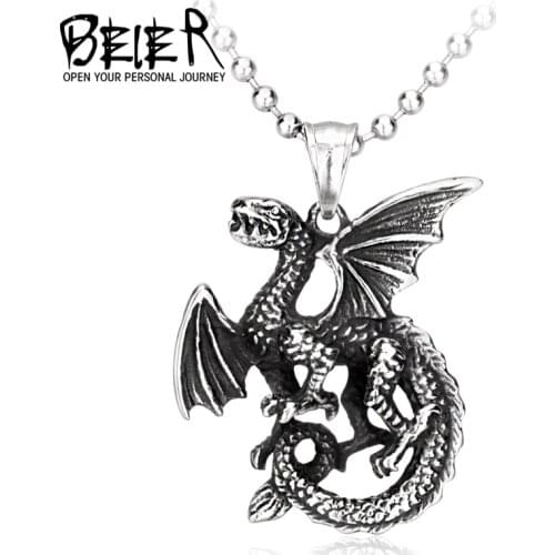 Beier new store 316L Stainless Steel pendant necklace Western dragon man pendant Fashion Jewelry LLBP8-128P