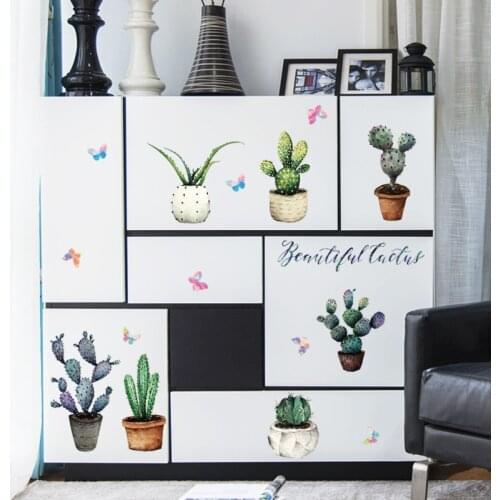 DIY Flower Fridge Window Stickers Cactus Decoration Wall Sticker Home Decor Decals Poster Stikers Mural