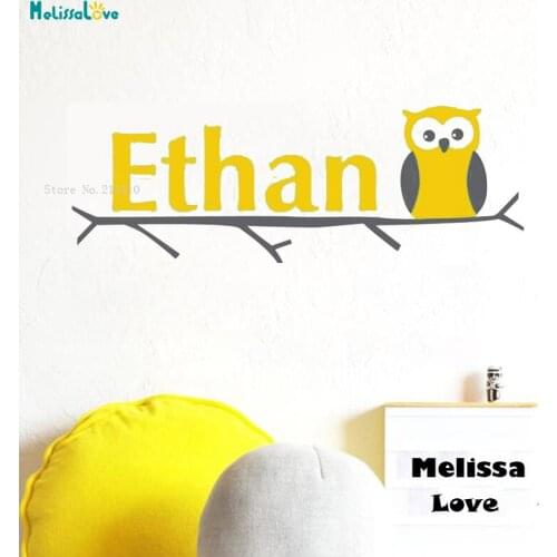 2 Colors Owl Wall Decals Personalized Name Monogram Decoration Kids Baby Room Nursery Vinyl Lovely Poster Art YT1566