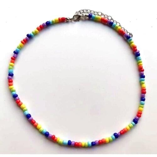 Fashion Women Beads choker Necklace Colorful String Beaded Necklace women Jewelry Short Necklace birthday gift party jewelry