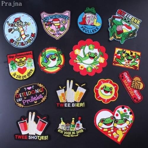 Prajna Frog Patch Iron On Embroidered Patches Stripe For Clothes Netherland Carnival Oeteldonk Emblem Patch Carnival For Badge