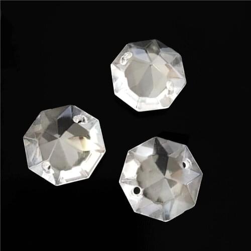 Clear 18mm 100pcs Crystal Pagoda Oatagon Beads Hanging Lamp Beads 2 Holes For DIY Wedding Decoration Big Promotion