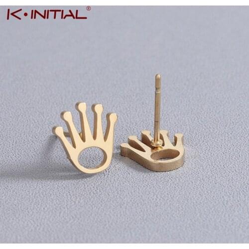 Kinitial Stainless Steel Paw Stud Earrings for Women Girls Minimalist Crown Animal Earings Geometric Jewelry Gift Brincos