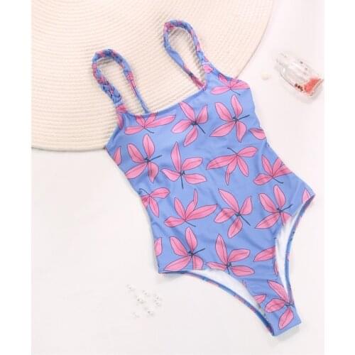 Miyouj One Piece Swimsuit Stripe Sexy Deep V-neck Hollow out Swimwear Women Backless Bandage Print Bathing Suit Fashion Monokini