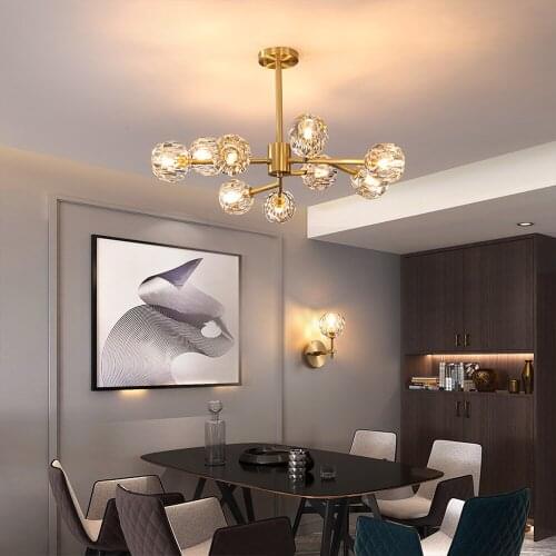 Modern Decor LED Chandelier Crystals Nordic Dining Room Lamps Restaurant Lighting Kitchen Island Home Decoration Hanging Lights