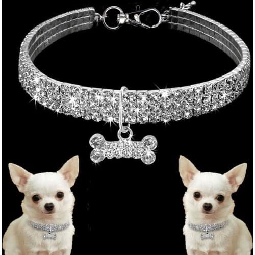 Rhinestone Collar Dog Collar Rhinestone Shih Tzu Small Dog Collar Yorkshire Terrier Accessories Pet Puppy Cat Fashion Necklace