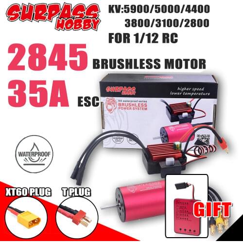 SURPASS HOBBY 2845 Brushless Motor Waterproof 35A ESC T/XT60 Plug Program Card for 1/12 RC Monster Buggy Road Traxxas Trx4 Fpv