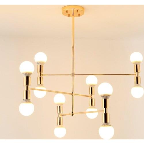 Nordic Led Lights Chandeliers Gold 12 Pieces E27 Pendants Modern Indoor Lighting Kitchen Bedroom Home Living Room Decor