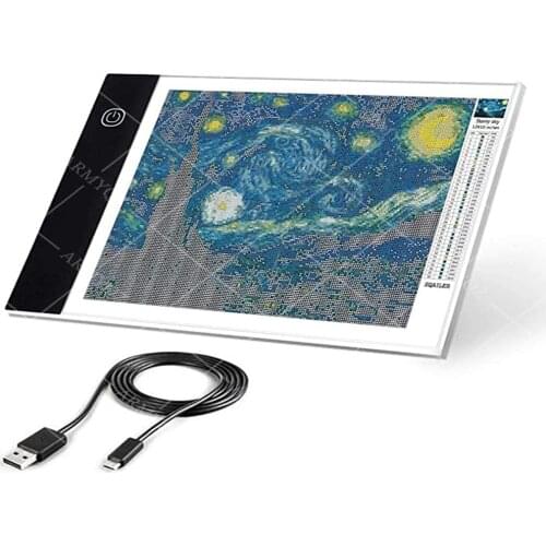 A4/A3/A5 Size Three Level Dimmable Led Light Pad,Tablet Eye Protection Easier for Diamond Painting Embroidery Tools Accessories
