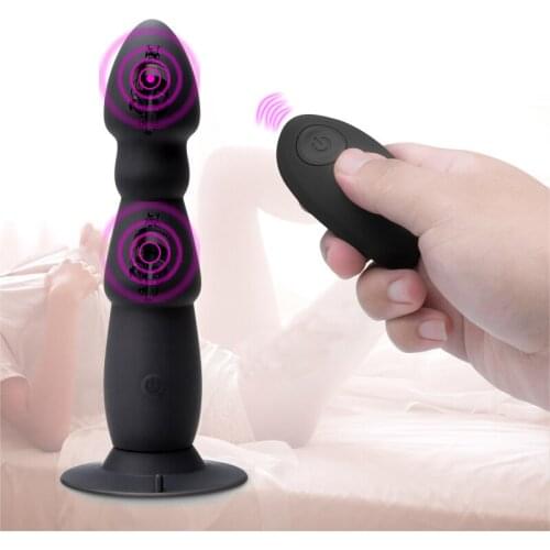 Remote Vibrator Anal Plug Suction Cup Realistic Dildo Masturbator Prostate Massager Erotic Beads Butt Plug Waterproof Sex Toys