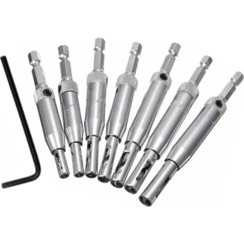 Door Window Hinge Hole Opener Woodworking Puncher Hexagon Positioning Wrench Tool Drill Bit Set