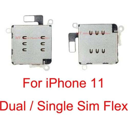 10PCS New For iPhone11Replacement Parts Dual Single Sim Card Slot Holder Reader Socket Slot Flex Cable For Apple iPhone 11