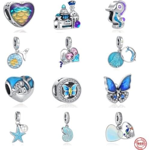 New Summer Ocean Series Mermaid Starfish Bead Fit Original Pandora Charms Silver 925 Bracelet DIY Women Jewelry Accessories
