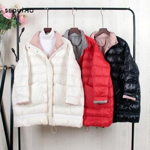 SEDUTMO Winter Duck Down Jackets Women Thick Warm Slim Long Coat Autumn Oversize Puffer Jacket ED1054