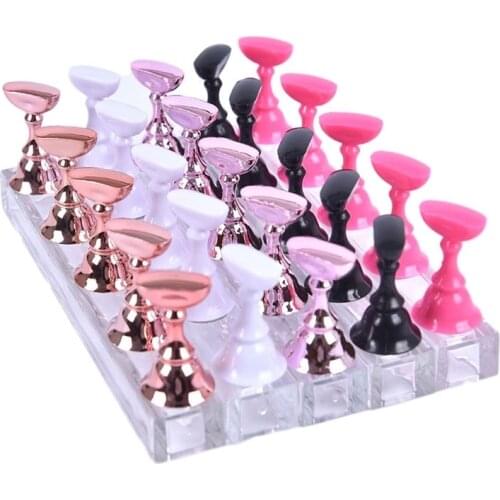 1Set False Nail Tips Practice Trainning Display Stand Holder Base Alloy Crystal Nail Art Polish Display Manicure Tools