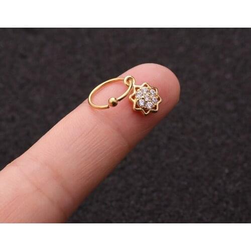1 PCS Trendy Micro Pave CZ Geometric Flower Charm Ear Hoop Cuff Earring Women Men Classic 8mm Closed Circle Piercing Ear Jewelry
