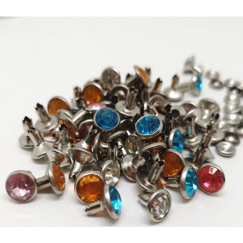 100Pcs 8mm Mixed Color Crystals Rhinestone Rivets Rapid Silver Nailhead Colorful Crystal Studs Rivets DIY Shipping Free