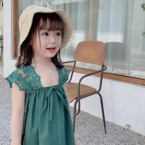 2020 Summer Girls Princess Lace Dress Cotton Vestidos Kids Party Birthday Dresses For Girl Children Baby Toddler Clothes JW5192A