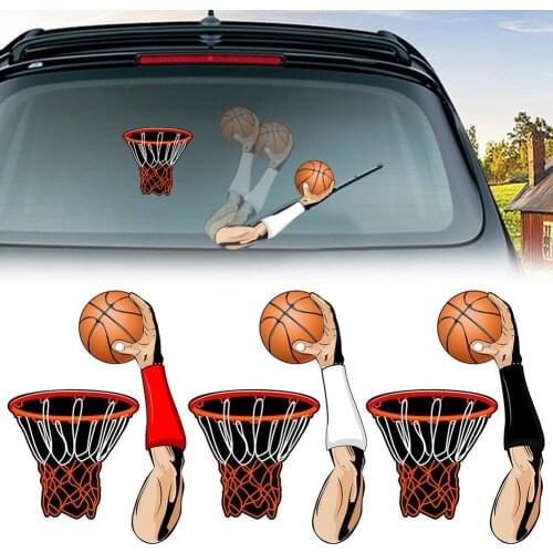 3D Creative Car Decoration for Basketball Fan Rear Wiper Stickers Cute Hand Waving Rear Wiper Decal Sticker Car Stickers Gifts