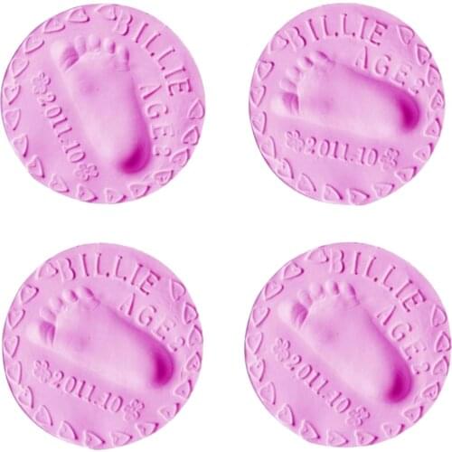 4 Pieces Baby Hand Print Foot Print Keepsake Kit Clay Casting Kit for Baby Shower Gifts, Boys & Girls - Pink