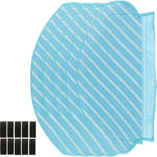 5pcs Mop Cloths + 10pcs Magical Stickers for Ecovacs Deebot OZMO950 920 Sweeping Robots Vacuum Cleaner Spare Parts