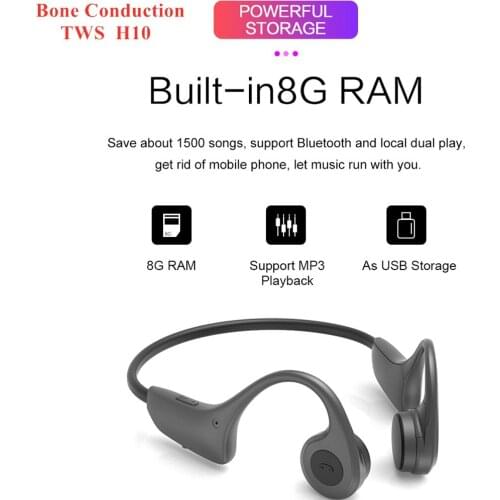 Bluetooth 5.0 H10 Wireless Headphones Bone Conduction Earphone 8G RAM Outdoor Sport Headset with Microphone Handsfree Headsets