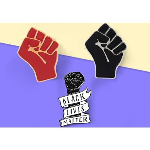BLACK LIVES MATTER Brooches Raised fist power Right doctrine Enamel Pins brooch Solidarity jewelry black lives Pin for men women