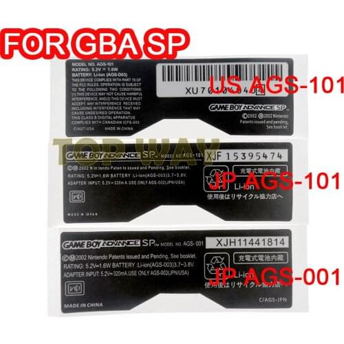 For GameBoy GBA SP Console Back Tag For Nintendo Game boy SP Label Sticker US JP AGS-101 AGS-001