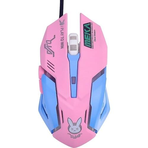 Breathing LED USB Wired Optical Mouse 2400dpi PC Laptop Desktop Computer 6 Buttons Gaming Mice for OW DVA overwatch Dropshipping