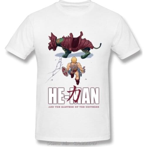 Novelty He-Man And The Masters Of The Universe Akira T-Shirt Men O-neck Cotton Graphic Print TShirt Anime Tees Harajuku