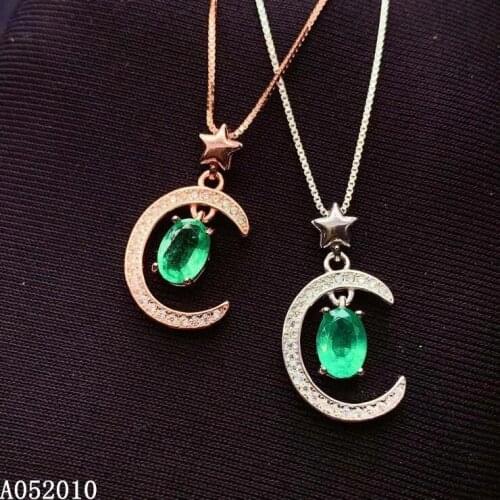 KJJEAXCMY Fine Jewelry 925 Sterling Silver inlaid Natural Emerald Womans classic new Pendant luxury Necklace Support test