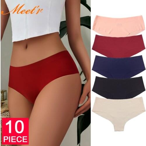Meet'r 10 Pcs/Lot Seamless Panty Set Underwear Female Comfort Intimates Fashion Low-Rise Briefs 5 Colors Lingerie Drop Shipping