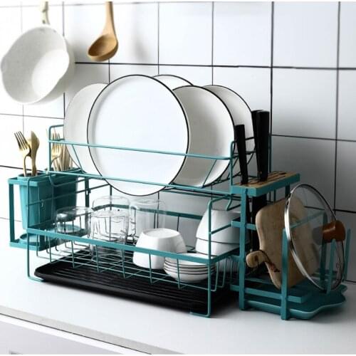 Multifunctional 2 Tier Dish Rack Storage Holder Drainer Bowl Tableware Plate Drying Rack Home Kitchen Shelf Dinnerware Organizer