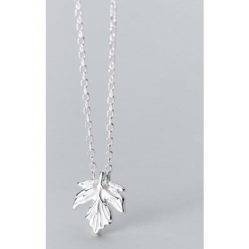 925 Sterling Silver Maple Leaf Charm Necklace Pendant Fashion Jewelry For Women Wedding Choker dz226